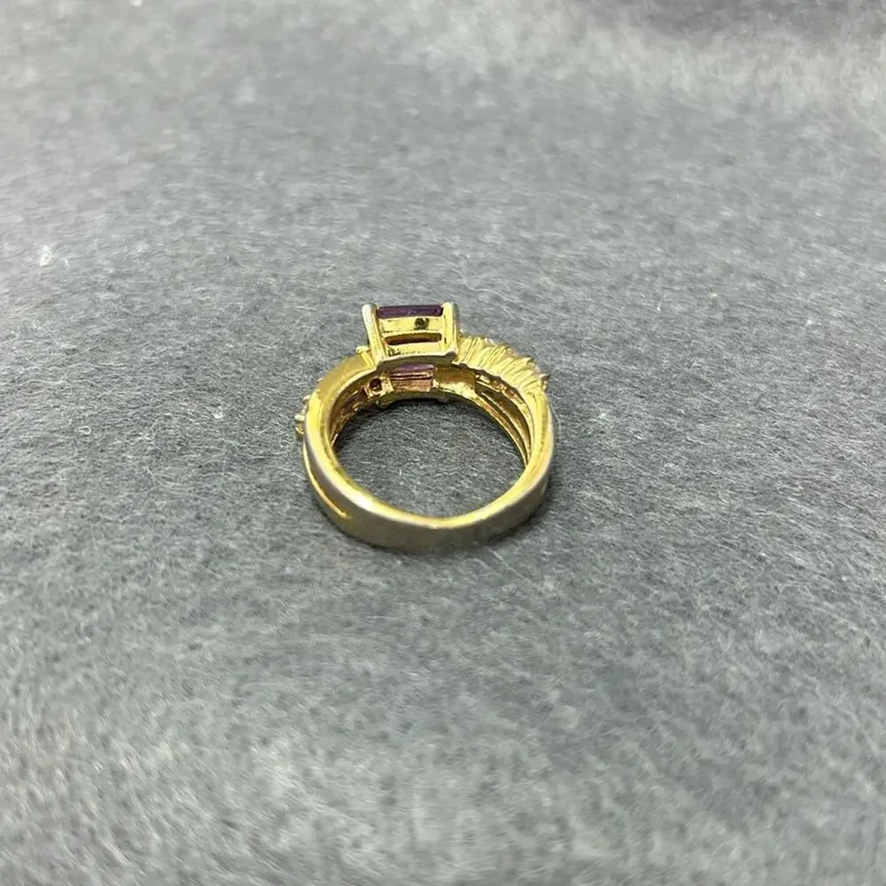 Vintage Purple Stone Ring from Thailand 4  on Each Side size 8